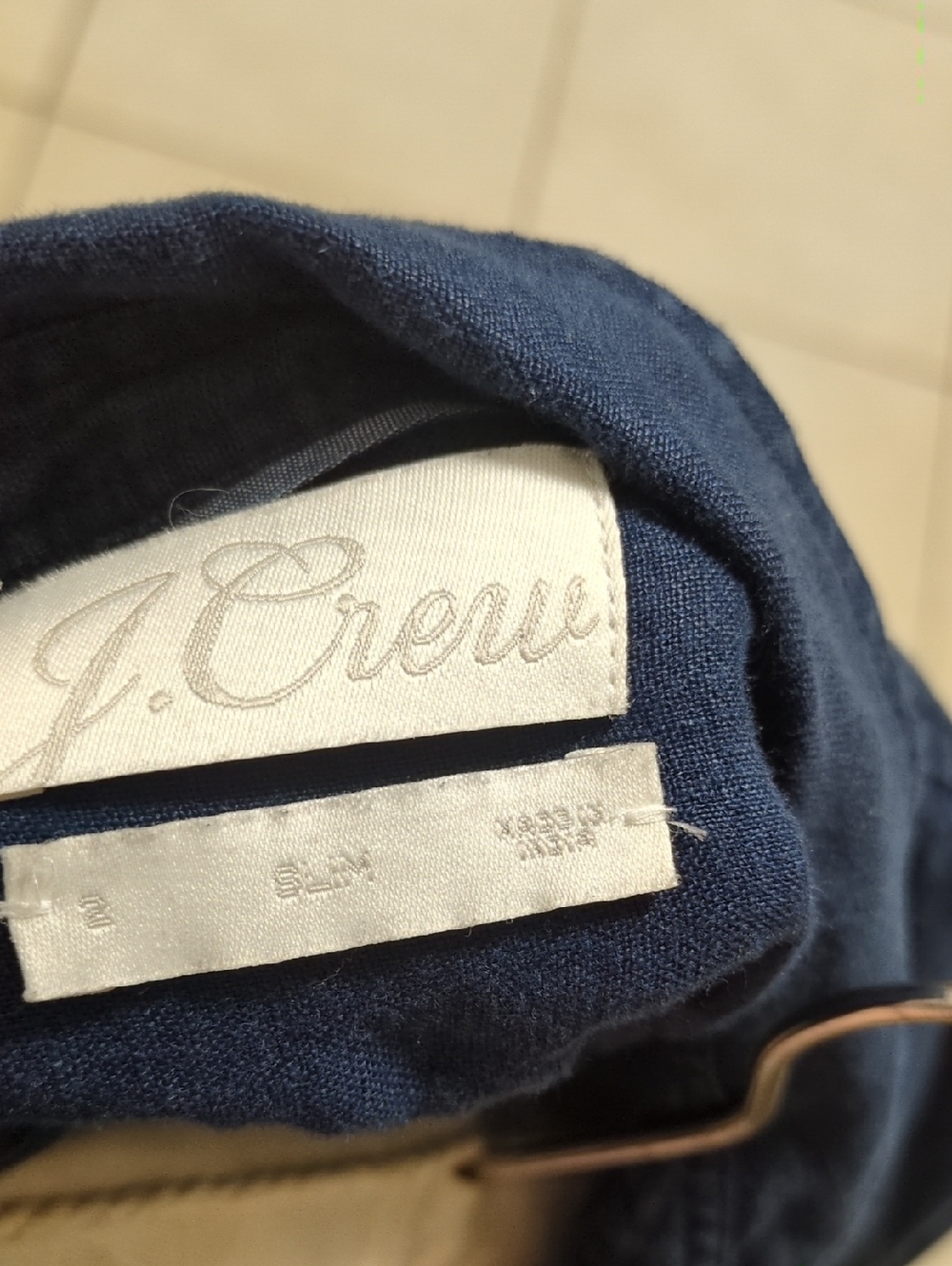 J. Crew Deep Navy Shirt with Label Detail